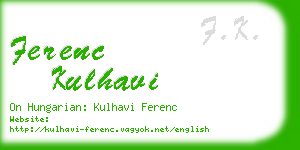 ferenc kulhavi business card